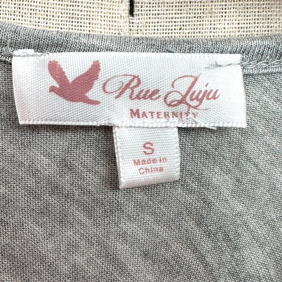 Rue Juju Maternity Grey Short Sleeves Floral Embroidery Ruching T Shirt Small - Picture 5 of 7